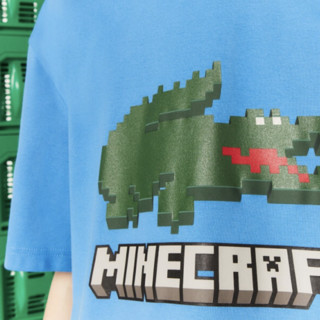 LACOSTE 拉科斯特 X MINECRAFT 男女款圆领短袖T恤 TH5038 蓝色 M