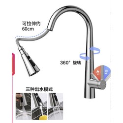 ARROW 箭牌卫浴 AE45106 抽拉式冷热厨房龙头 三出水-银色