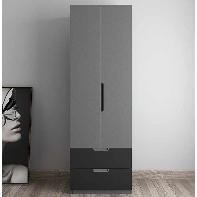MU YUE 木月 现代简约衣柜 0.6m 布纹灰 两门