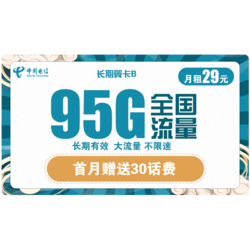 CHINA TELECOM 中国电信 长期翼卡B 29元包95GB全国流量卡