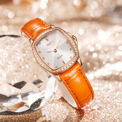 GEYA 格雅 独特八角面真钻女表 22年新品手表时尚精致皮带手表底盖表白