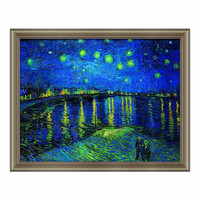 雅昌 梵高《罗纳河的星夜》57x70cm 油画布 实木画框