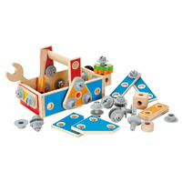 Hape百变木匠工具盒3-6岁宝宝儿童 男女孩螺母组装益智玩具E8039
