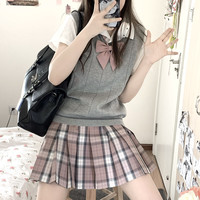 栗子猪 JK制服 桃子世家 原创粉色格裙 42cm