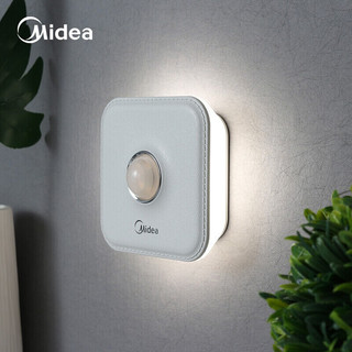 美的（Midea） 小夜灯人体感应卧室睡眠床头寝室宿舍节能起夜小灯插电灯 暮光白（充电款）