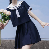 樱花家族 JK制服 恒星 刺绣水手服套装 绀色短袖