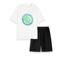 balabala 巴拉巴拉 潮流新生代系列 208222119116-10101 男童短袖套装 本白 165cm