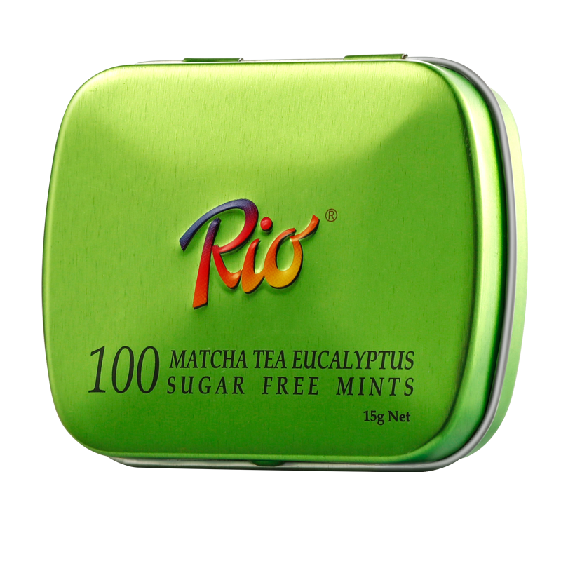 Rio 无 糖薄荷糖 瑞欧口香糖清新口气铁盒口含片接吻糖随身学生上课零食 尤加利绿茶味