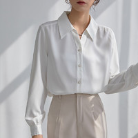 初申 长袖衬衫女职业休闲白衬衫设计感通勤衬衣 SW18CS008 白色 M