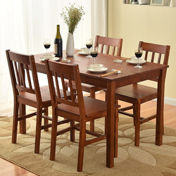 JIAYI 家逸 实木餐桌家用一桌四椅组合小户型家具食堂饭桌