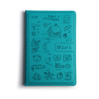 DiLe 递乐文具 25-18 A5印花皮面笔记本 天蓝色 单本装