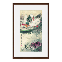 雅昌 现代简约新中式国画水墨画《群乐图》茶褐色 76×116cm