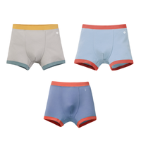 Bananain 蕉内 355C 男童平角内裤 3条装 浅灰黄腰+雾蓝+雪青 110cm