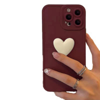 YINUO 以诺 iPhone 13 mini 硅胶手机壳 瞳眼 酒红色+白爱心