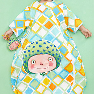 米乐鱼 我不是完美小孩系列 婴儿一体睡袋 快乐头巾 90码