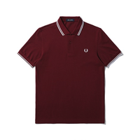 FRED PERRY 佛莱德·派瑞 男士短袖POLO衫 FPXPOCM3600XM 酒红色/白色 L