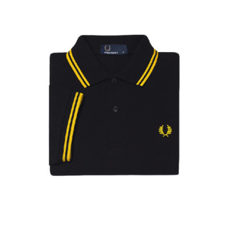 FRED PERRY 佛莱德·派瑞 男士短袖POLO衫 FPXPOCM3600XM 黑色/柠檬黄 M