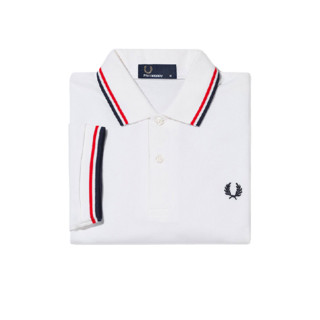 FRED PERRY 佛莱德·派瑞 男士短袖POLO衫 FPXPOCM3600XM 白色/红黑 L