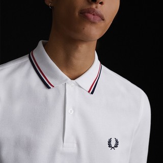 FRED PERRY 佛莱德·派瑞 男士短袖POLO衫 FPXPOCM3600XM 白色/红黑 M