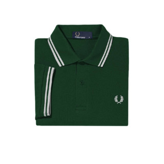 FRED PERRY 佛莱德·派瑞 男士短袖POLO衫 FPXPOCM3600XM 墨绿色/白色 L