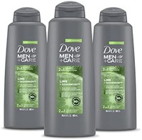 Dove 多芬 Men+Care 2合1洗发水和护发素,用于**青柠+雪松木天然植物基清洁剂,20 盎司(约 578.3 克)3 件装