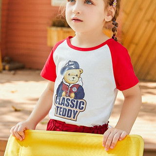 Classic Teddy 精典泰迪 TD2004ZY0016AD 儿童短袖T恤 棒球熊-大红 90cm