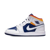 AIR JORDAN 正代系列 Air Jordan 1 Mid (GS) 大童篮球鞋 554725-131 白蓝橙 38.5