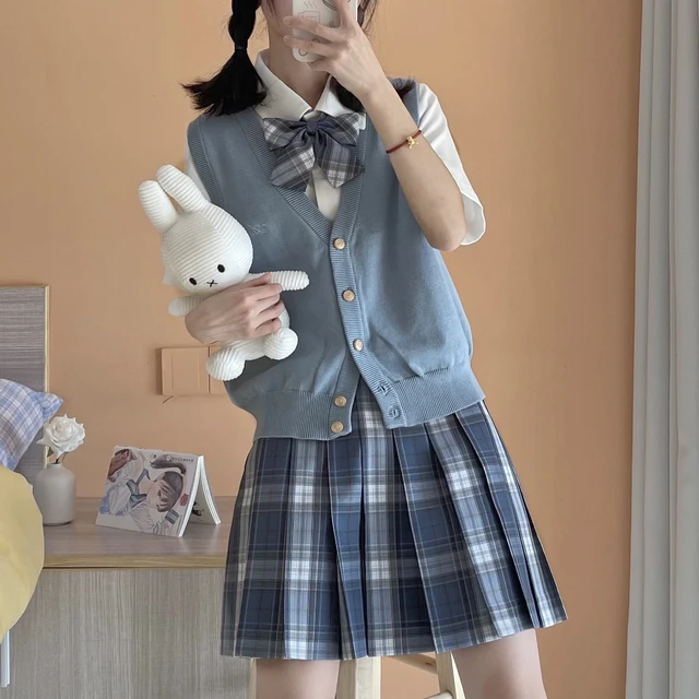 七月熙 JK制服 漫画家 蓝色撕漫格裙 39cm