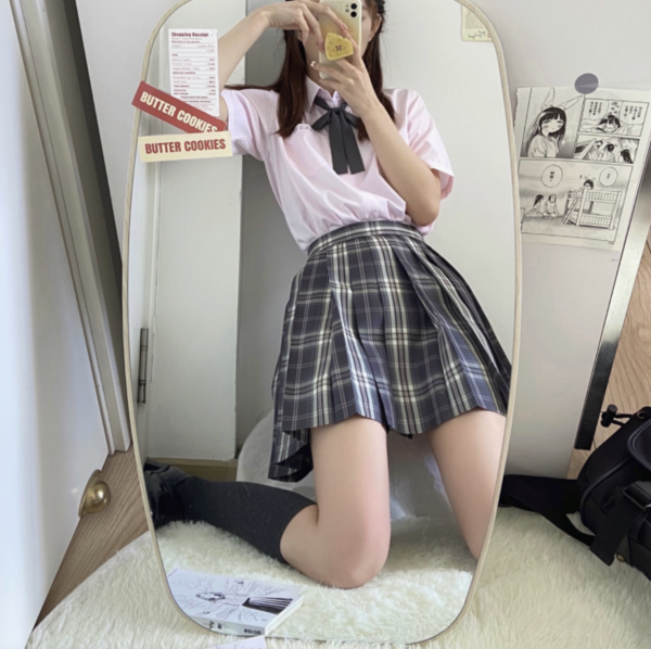 七月熙 JK制服 早川樱 校供感高级灰格裙 42cm