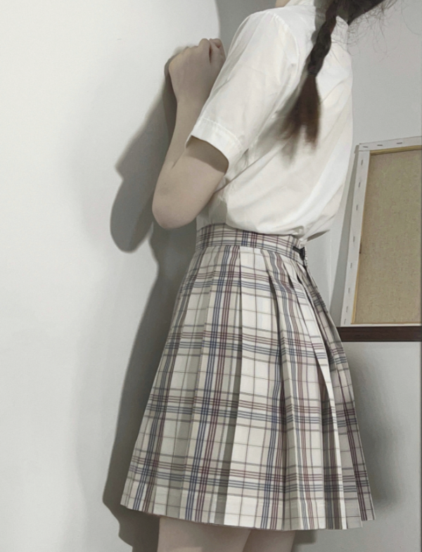 七月熙jk制服绘梦师奶糖色白格39cm