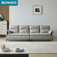 SUNHOO 双虎-全屋家具 065 布艺沙发 浅灰色 四人位+脚踏 旗舰版