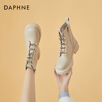 DAPHNE 达芙妮 英伦风马丁靴女2021年新款厚底白色短靴