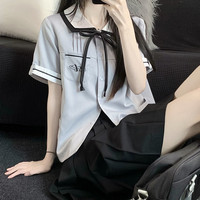 尺呎间 JK制服 水源川 短袖衬衫 浅蓝色
