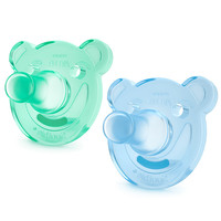 AVENT 新安怡 全硅胶系列 SCF194/01 安抚奶嘴 2个装 蓝色+绿色 0-3月