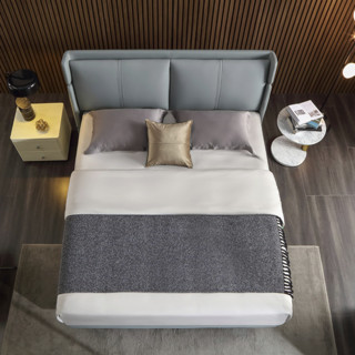 AIRLAND 雅兰 维利亚+万豪尊享 欧式真皮床+床垫 晴天蓝 180*200cm 框架款