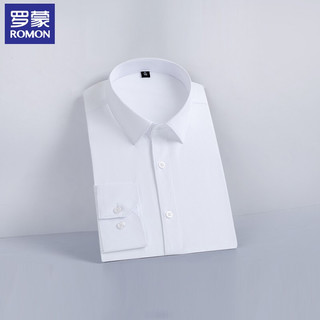 罗蒙（ROMON）长袖衬衫男士2022春季棉质上衣商务休闲正装白衬衣 2CS939724 白色 42