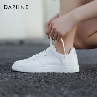 达芙妮（DAPHNE）女鞋小白鞋女新款鞋子女春秋透气女运动休闲鞋女 白黑 37 白红 35