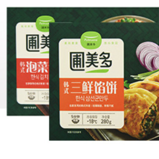 Pulmuone 圃美多 馅饼组合装 2口味 280g*4袋（韩式泡菜馅饼280g*2袋+韩式三鲜馅饼280g*2袋）