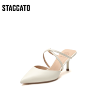 STACCATO 思加图 夏季新款气质优雅高跟鞋女细跟包头凉鞋EBT03AH1