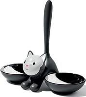 ALESSI 阿莱西 A DI ALESSI tigrito 猫碗18 / 10不锈钢和热塑性树脂黑色