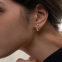 PN P&N珍珠耳夹无耳洞耳骨女耳钉复古耳挂式耳环高级感可夹耳饰 一对装