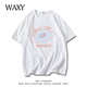 WAXY 纯棉圆领短袖T恤女韩版学生2022夏季新款学院风宽松半袖ins潮
