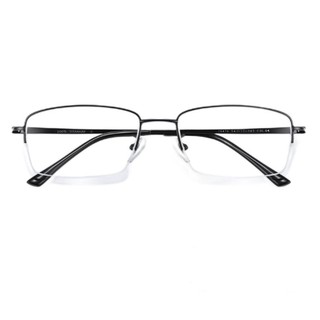JingPro 镜邦&winsee 万新 8476 黑色钛架半框眼镜框+1.60折射率 非球面镜片