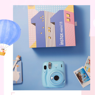 FUJIFILM 富士 instax mini 11 拍立得（86*54mm）晴空蓝+10张相纸 精美礼盒