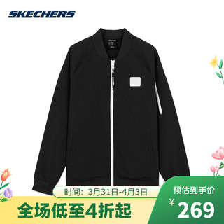 SKECHERS 斯凯奇 2021春夏款男子时尚棒球服运动休闲服夹克L420M184 碳黑 L 碳黑 S