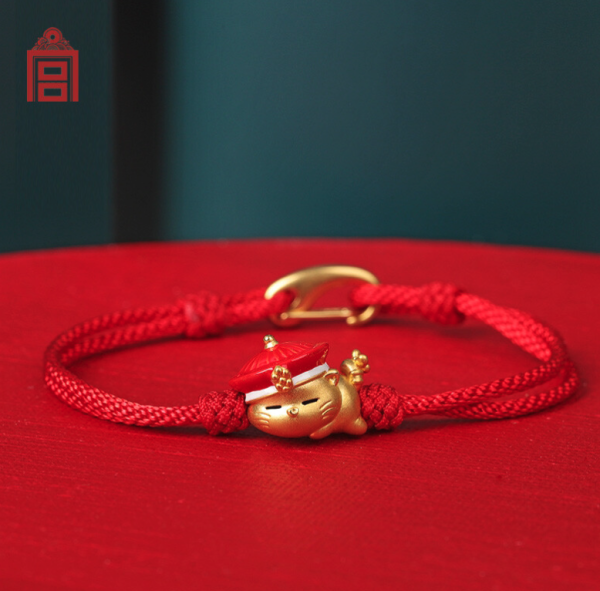 故宫文创御猫红绳手链红金款17cm
