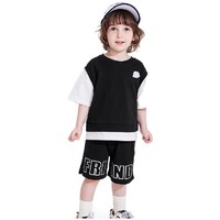 balabala 巴拉巴拉 201221119105-90001 男童短袖套装 小章鱼IP款 黑色 130cm