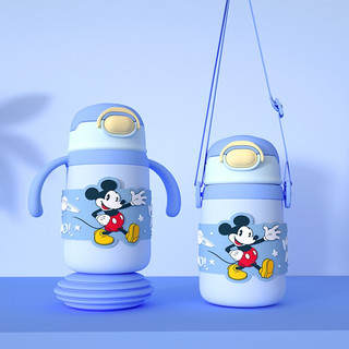 迪士尼（Disney）婴儿学饮杯 把手款儿童水杯 防摔防撞带手柄 重力球吸管杯宝宝水杯 米奇蓝色甜甜圈280ml 米奇（蓝色）420ML