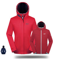 狼爪三合一夹克情侣 套软壳内胆 秋冬防风防水保暖5012481/5012471 5012471男黑色6000 男装XL码185/104A 男装M码175/96A 5012481女正红色2200