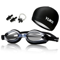 YUKE 羽克 泳镜女士高清防雾配泳帽套装防水透明游泳眼镜成人青少年游泳镜